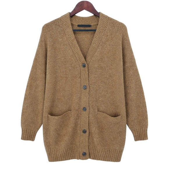 Jenni Kayne Alpaca Wool Blend Long Cardigan Sweater Camel Button Quiet Luxury Sm - Picture 2 of 12